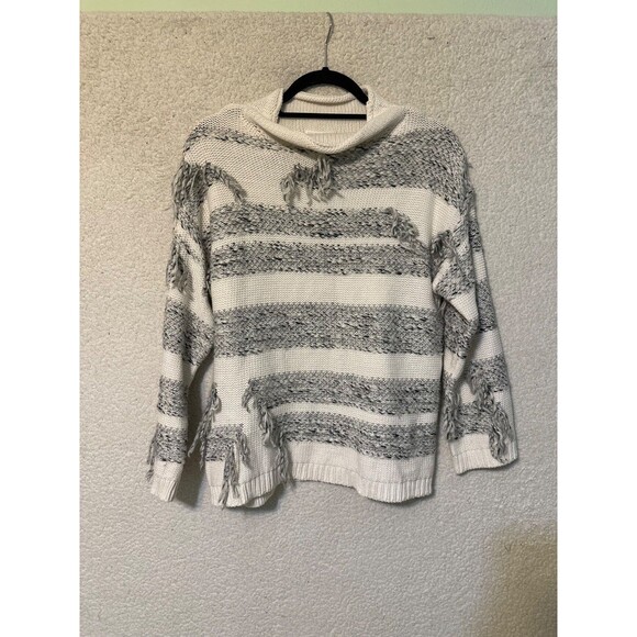 Lou‎ & Gray Distressed Fringe Out Mock Neck Sweater, Women's Small - Picture 8 of 13